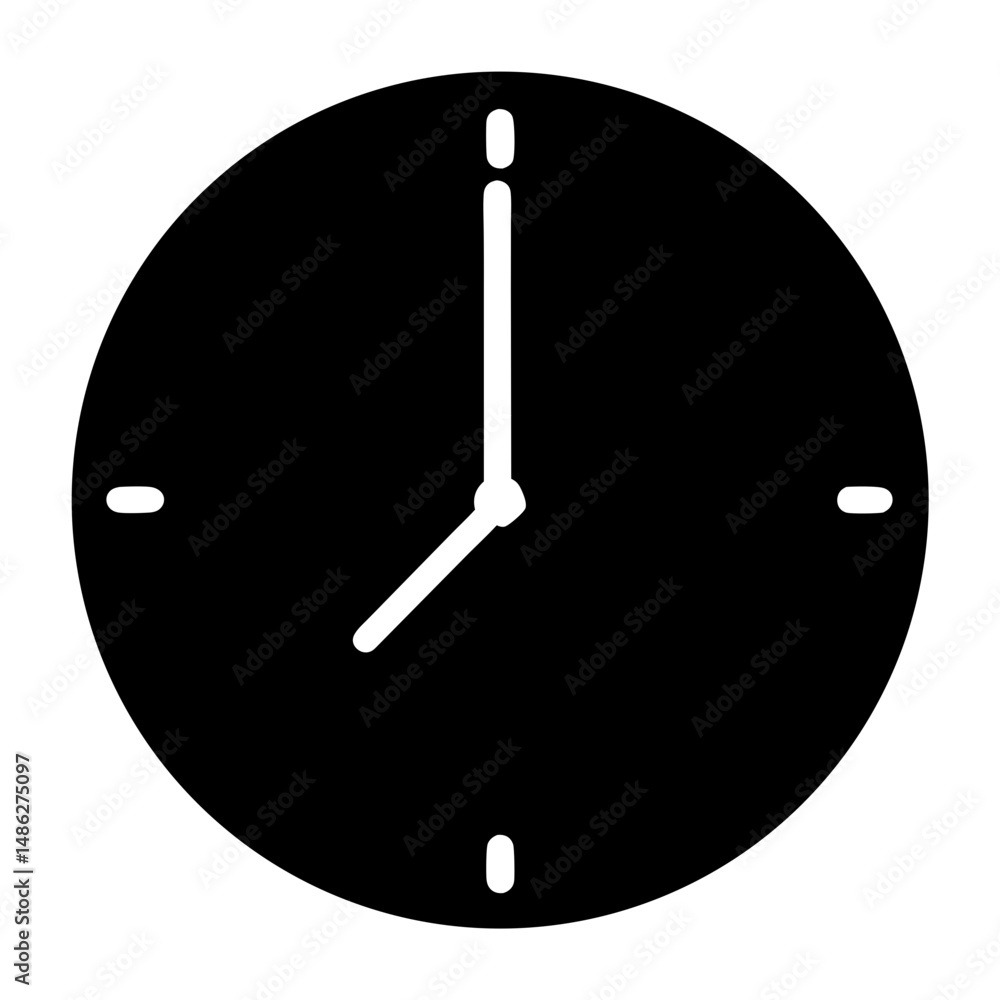 Poster clock icon displaying a time of seven o'clock with a simple design