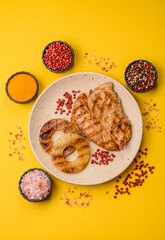 Chicken breast, grilled fillet, meat meal on a plate