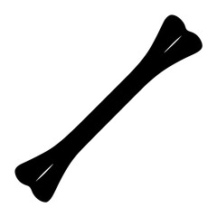 A single stylized bone in black on a stark white background