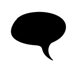 Black Oval Speech Bubble Icon with Pointed Tail, Solid black oval speech bubble with a sharp tail, symbolizing communication, conversation, or messaging in a simple design.
