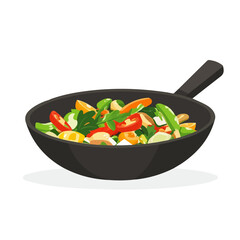 2D flat Vegetable Stir Fry vector illustration, isolated on a white background.