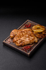 Chicken breast, grilled fillet, meat meal on a plate