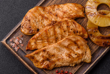Chicken breast, grilled fillet, meat meal on a plate
