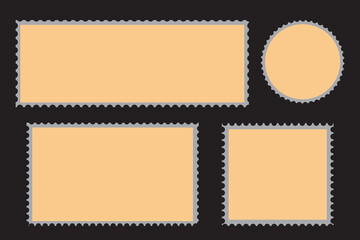 Empty postage stamp borders set vector illustration.