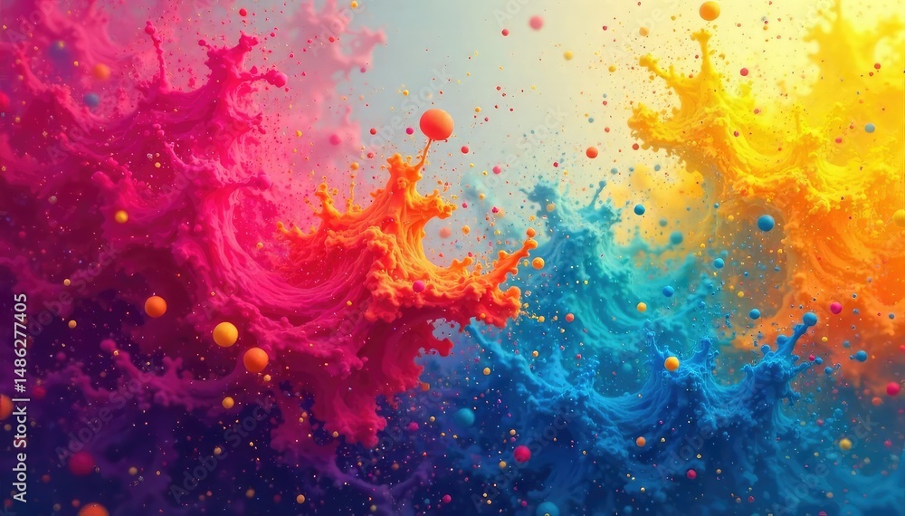 Poster vibrant, abstract color splash background perfect for design projects needing a colorful backdrop , 