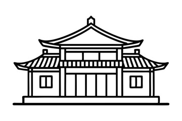 Korean architecture house vector silhouette