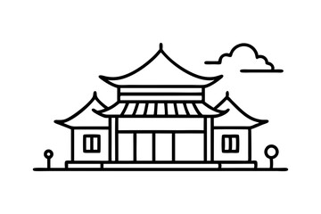 Traditional Korean house black fill icon