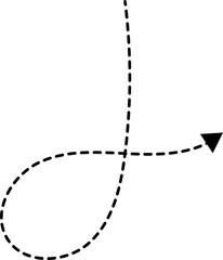 Hand drawn dotted arrows. Hand drawn freehand different curved lines, swirls arrows. Curved arrow line. Doodle, sketch style. Isolated Vector illustration.