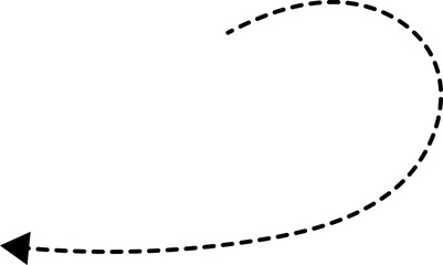 Hand drawn dotted arrows. Hand drawn freehand different curved lines, swirls arrows. Curved arrow line. Doodle, sketch style. Isolated Vector illustration.