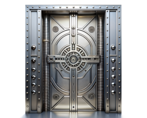 bank safe with combination lock isolated on white background. Transparent PNG Available with high definition quality Available.