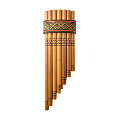 Traditional bamboo pan flute with intricate decorative band, showcasing craftsmanship and cultural heritage