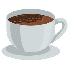 White Coffee Cup with Saucer – Flat Vector Beverage Illustration

