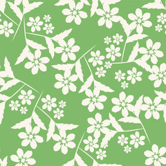 Trendy floral seamless pattern. Simple red and beige daisy. Spring flower template for packaging, postcards, textile printing, wallpaper. Hand drawn illustration isolated on white background