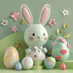 Obraz premium easter bunny and eggs