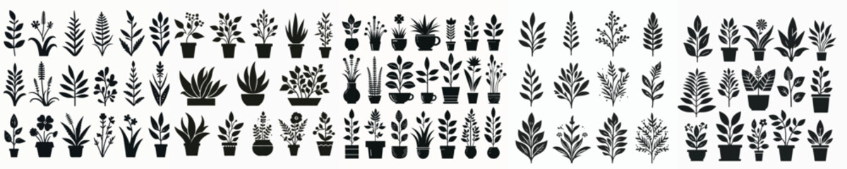 Vector set image silhouette of plant 