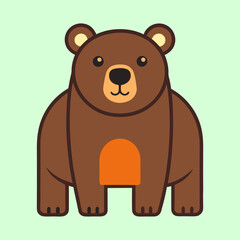 Cute Cartoon Bear Illustration with Clean Lines and Bright Color Palette