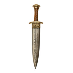 Beautifully crafted dagger with intricate designs on blade and detailed handle, showcasing elegance and craftsmanship