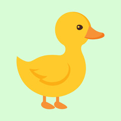Cute cartoon yellow duckling with orange beak and feet illustration design