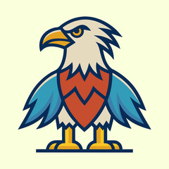 Stylized American Bald Eagle Illustration with Bold Outlines and Bright Colors