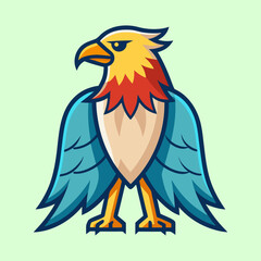 Stylized Cartoon Eagle Illustration with Vibrant Colors and Bold Outlines