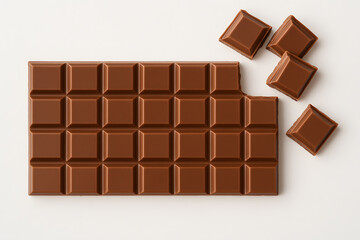 Fototapeta premium Close-up of a chocolate bar with broken squares