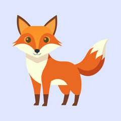 Stylized Cartoon Fox Character Standing with Cute Facial Expression Design