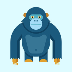 Stylized blue gorilla illustration with geometric design on a light background