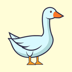Cartoon Goose Illustration on Light Yellow Background Featuring Orange Beak