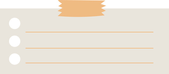 Obraz premium Horizontal Bullet Note with Tape – Flat Vector Planner Icon