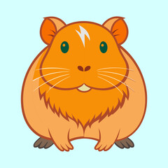 Cartoon Orange Guinea Pig with White Lightning Bolt Mark on Head