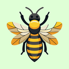 Cartoon honey bee illustration with distinctive striped body and segmented wings