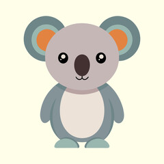 Adorable Cartoon Koala Bear with Big Eyes and Cute Smile Illustration