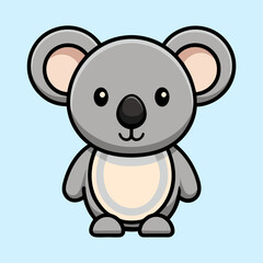 Adorable Cartoon Koala Standing Upright on a Light Blue Background