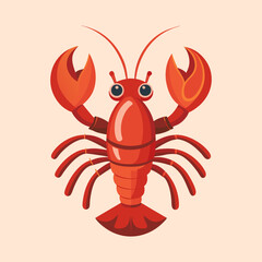 Cartoon Lobster with Googly Eyes and Raised Claws on Light Background