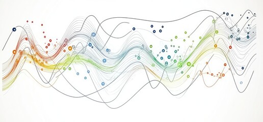 Obraz premium Abstract wavy lines with colorful dots