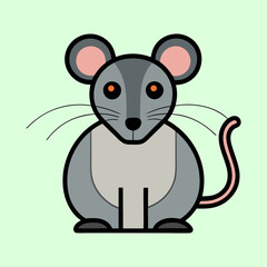 A Cute Cartoon Mouse with Bright Orange Eyes on Light Green Background