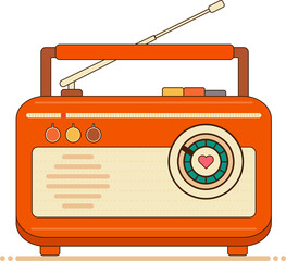 Retro radio vector illustration on transparent background