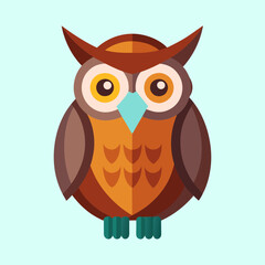 A stylized cartoon owl in various shades of brown and orange
