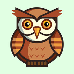 Stylized Owl Illustration with Geometric Shapes and Earthy Tone Palette
