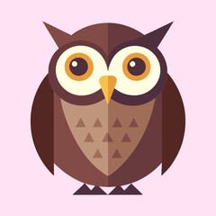 Flat Design Owl Illustration with Geometric Shapes and Earthy Color Palette