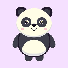 Adorable Cartoon Panda Character on a Light Purple Background Illustration