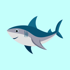 Obraz premium Cartoon Great White Shark Illustration with Simple Shapes and Light Colors