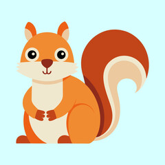 Cartoon Squirrel Sitting Pretty with Bushy Tail and Cute Facial Features
