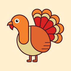 A Thanksgiving Day Celebration with a Cute and Colorful Turkey Vector Art