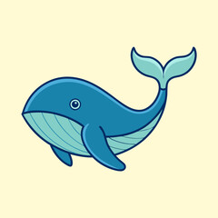 A cute cartoon whale with a friendly smile and a happy demeanor