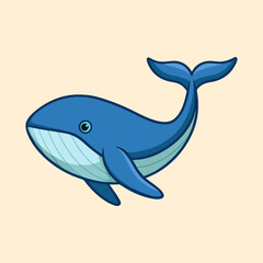 Fototapeta premium Cartoon Blue Whale Illustration with Light Beige Background and Rounded Edges