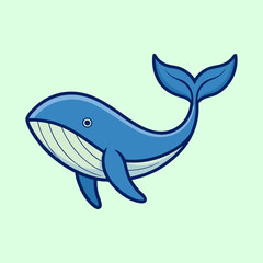 Cute Cartoon Whale Illustration with Blue Tones and Gentle Background Hue