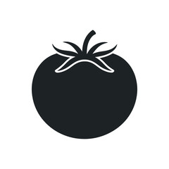 Simple Black and White Tomato Icon Illustration for Food Blogs Websites and Applications