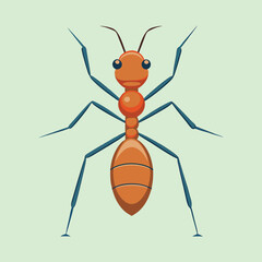 Simple digital illustration of an ant on a light green background
