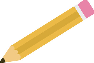 Yellow Pencil Illustration – Flat Vector Stationery Icon
